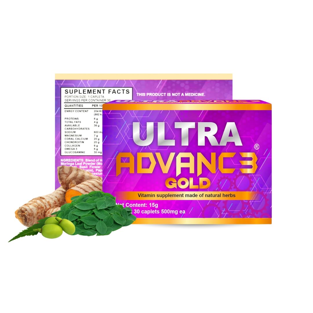 1 Box - Ultra Advance Gold 3 - Ultimate Vegan Joint Support with Omega-3, Turmeric, Glucosamine & Chondroitin | Non-GMO, 30 Capsules