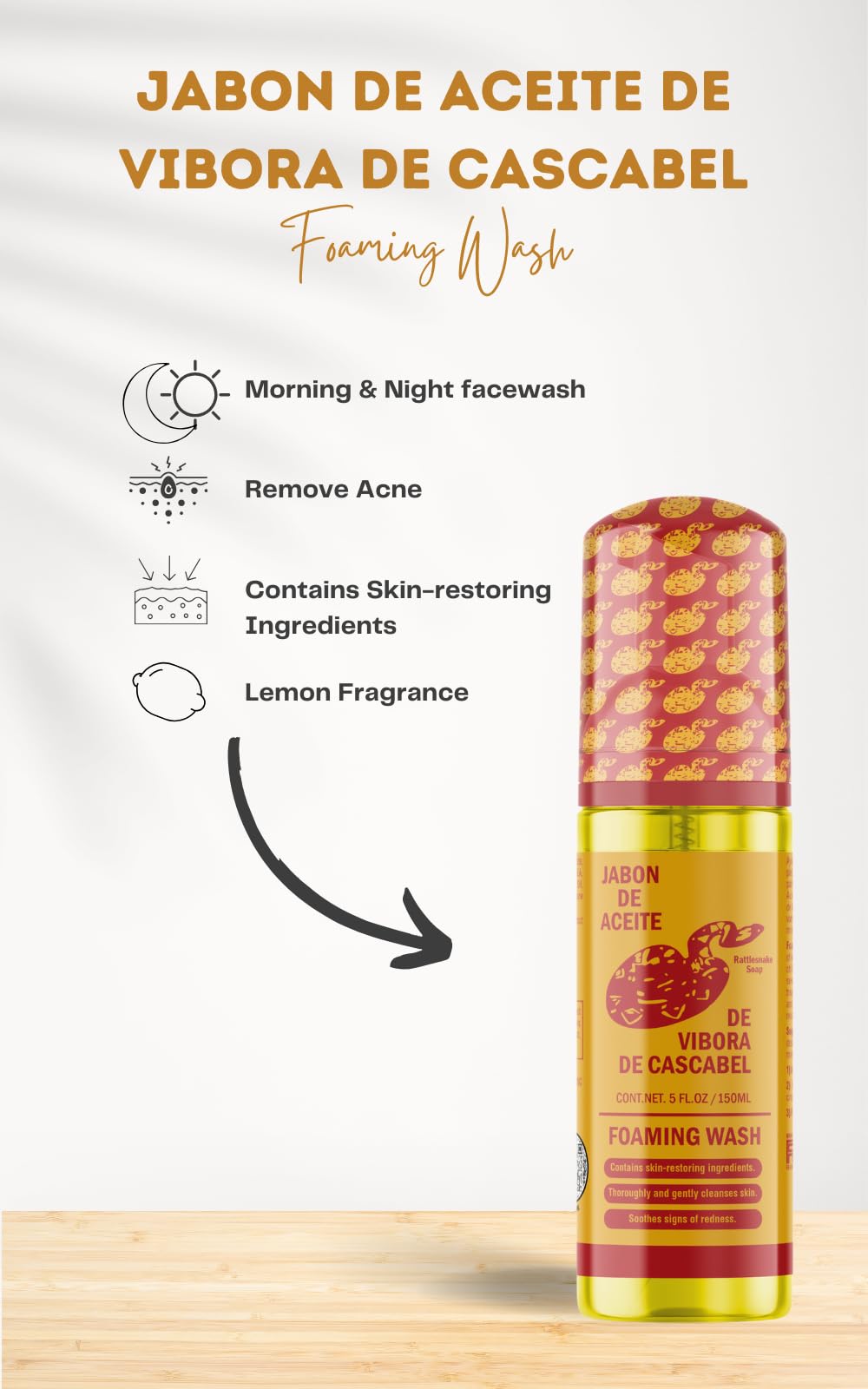 Jabón De Aceite de Vibora de cascabel (140g) + Foaming Wash Face & body (Jabón Líquido espumoso Para cara y Cuerpo) 150 ml Ayuda con imperfecciones en la piel ORIGINAL
