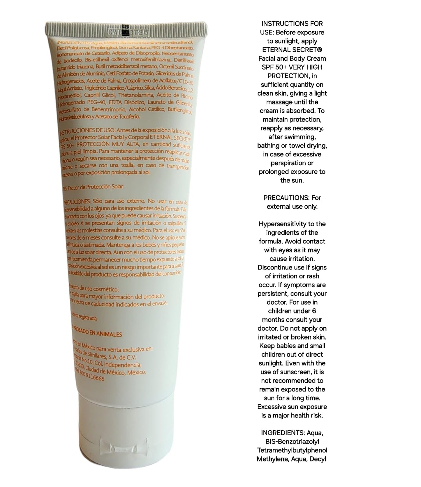 ETERNAL SECRET FACIAL AND BODY SUNSCREEN SPF 50+ (125g)