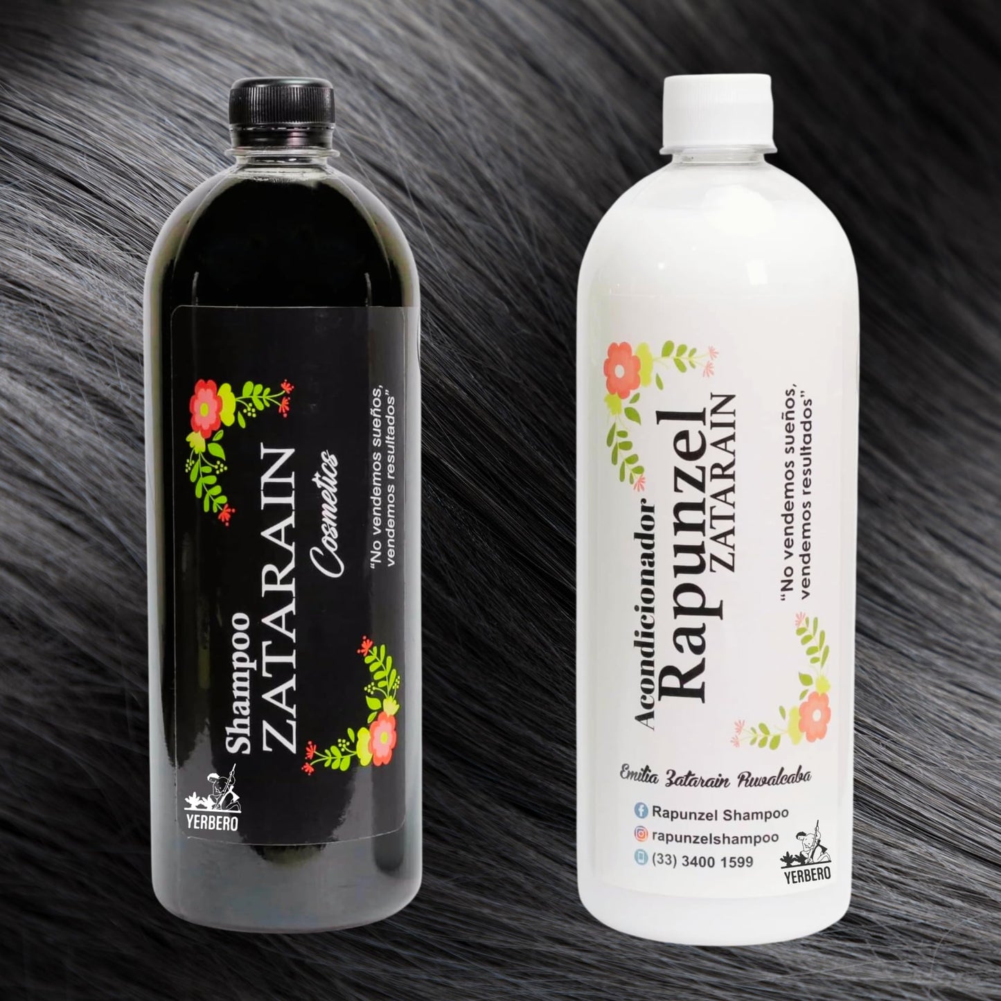 Yerbero - Rapunzel Zatarain Shampoo + Conditioner 2 Piece Bundle | 1Lt (33.81 Fl Oz) | 100% Natural & Genuine | Herbal Artisan Made Shampoo | Imported From Mexico.