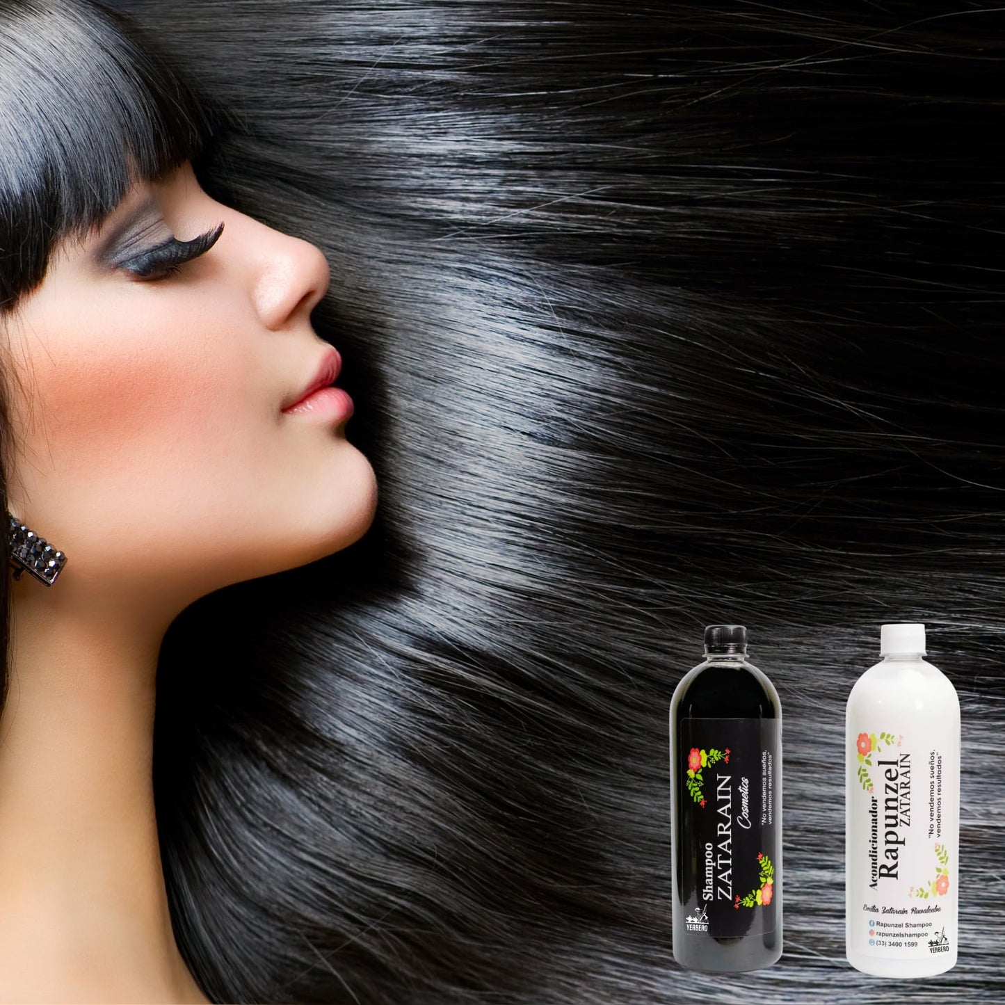 Yerbero - Rapunzel Zatarain Shampoo + Conditioner 2 Piece Bundle | 1Lt (33.81 Fl Oz) | 100% Natural & Genuine | Herbal Artisan Made Shampoo | Imported From Mexico.