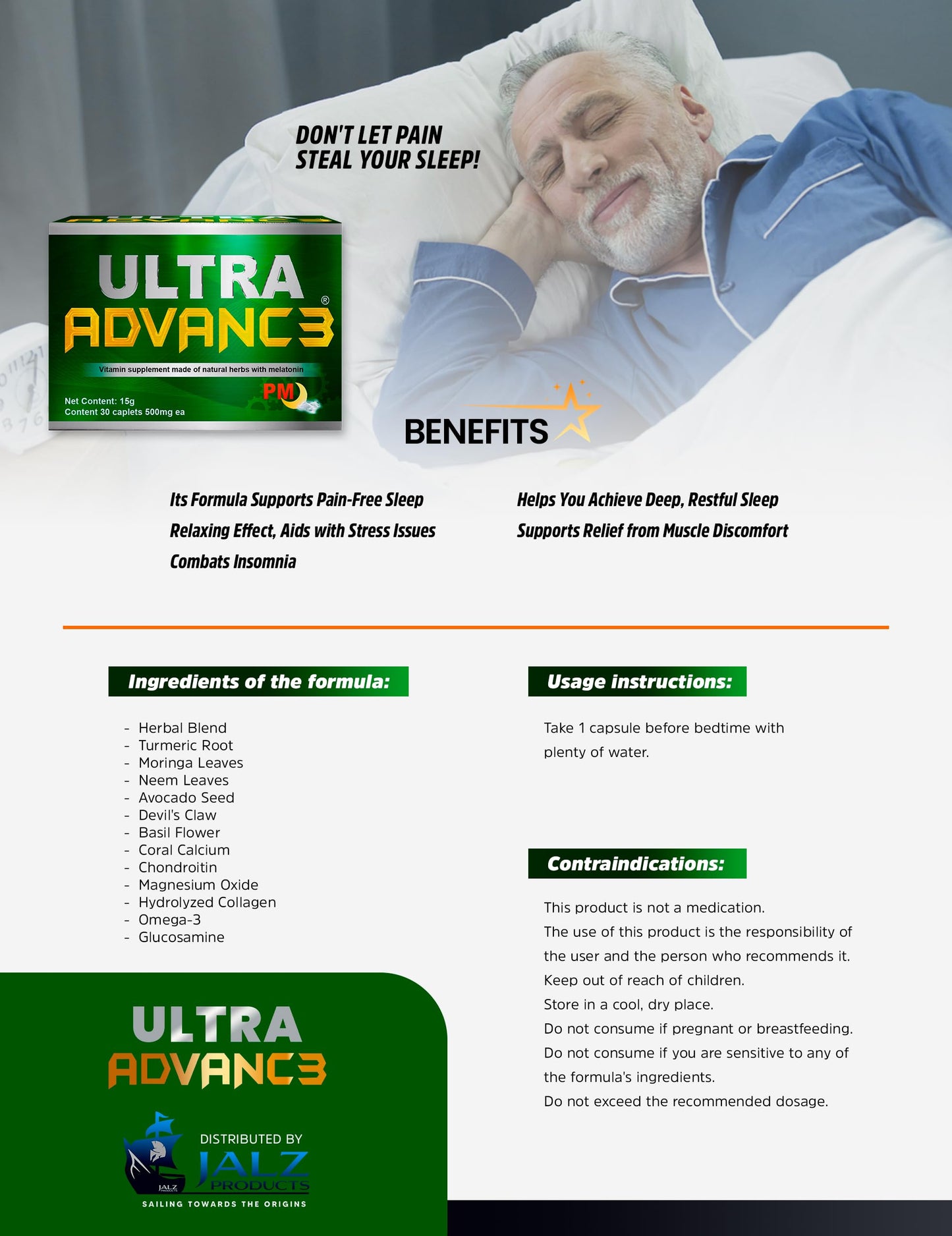 Ultra Advance PM Green Ultimate Joint Support with Omega-3, Turmeric, Glucosamine Chondroitin Formula. Vegan, Non GMO, 30 Caps (PM Green)